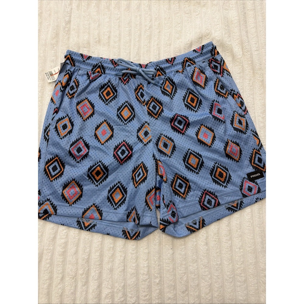 RSQ Blue Diamond Pattern Mesh Mens Size M Shorts NWT